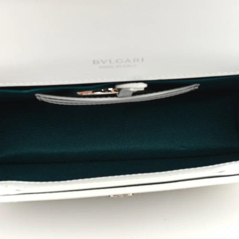 BVLGARI MEDIUM SERPENTI FOREVER EAST WEST SHOULDER BAG OPAL GREY CALFSKIN LEATHER SILVER HARDWARE - Image 7