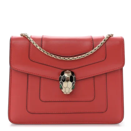 BVLGARI MINI SERPENTI FOREVER CROSSBODY BAG RED CALFSKIN LEATHER GOLD HARDWARE