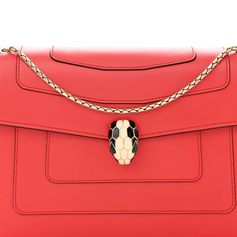 BVLGARI MEDIUM SERPENTI FOREVER SHOULDER BAG RED CALFSKIN LEATHER GOLD HARDWARE - Image 8