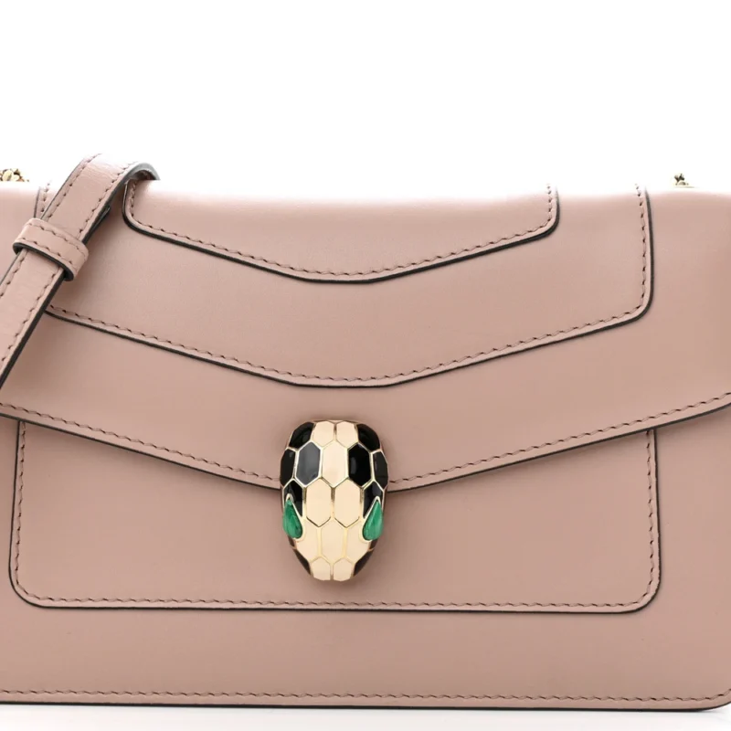 BVLGARI MINI SERPENTI FOREVER CROSSBODY BAG BEIGE CALFSKIN LEATHER GOLD HARDWARE - Image 8
