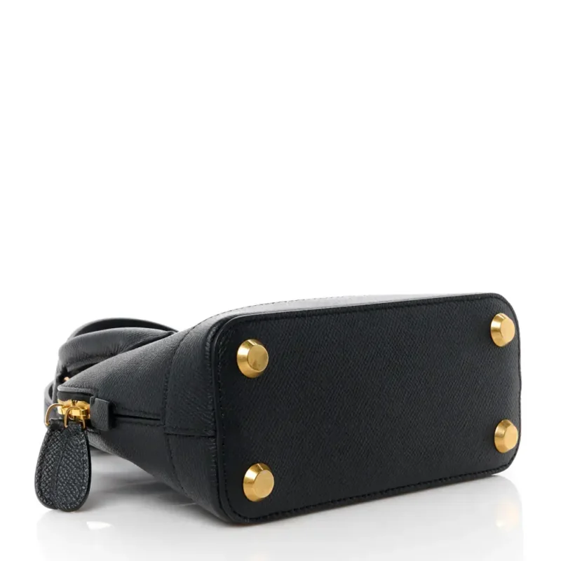 BALENCIAGA XXS VILLE TOP HANDLE BAG BLACK/WHITE SIGNATURE GRAINED CALFSKIN LEATHER GOLD HARDWARE - Image 6