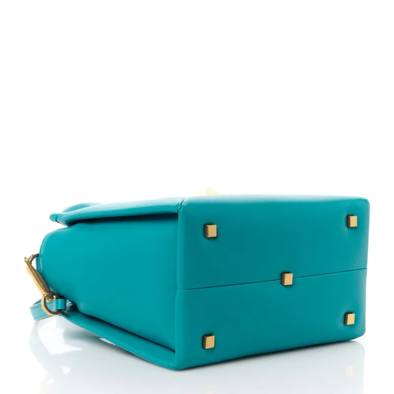 VALENTINO GARAVANI SMALL ONE STUD HANDBAG MARINE GREEN NAPPA LEATHER GOLD HARDWARE - Image 4