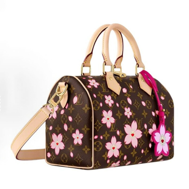 LOUIS VUITTON X TAKUMI MURAKAMI SPEEDYBANDOULIERE CHERRY BLOSSOM GOLD METAL ACCESSORIES SHOULDER HANDBAG FOR WOMEN BROWN - Image 3