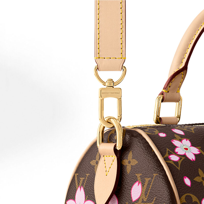 LOUIS VUITTON X TAKUMI MURAKAMI SPEEDYBANDOULIERE CHERRY BLOSSOM GOLD METAL ACCESSORIES SHOULDER HANDBAG FOR WOMEN BROWN - Image 5
