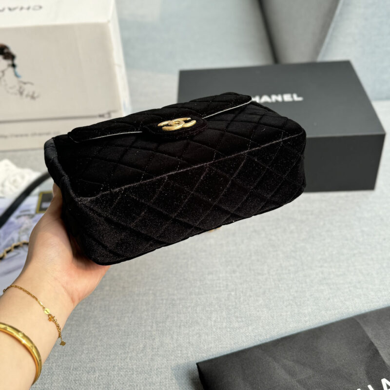 CHANEL BLACK VELVET CROSSBODY BAGS - Image 5