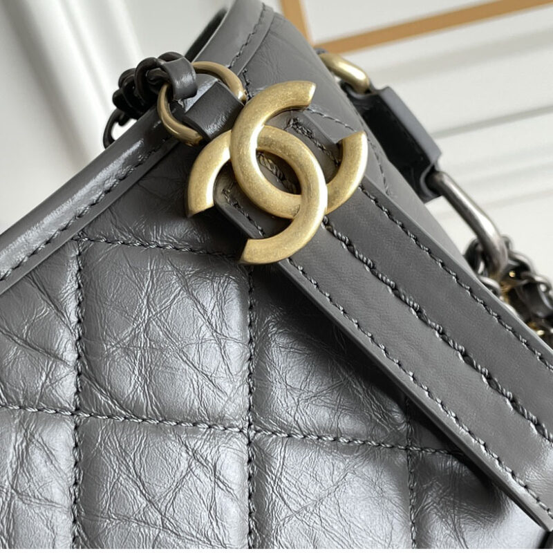 CHANEL GREY BAG QUILTED CALFSKIN LEATHER SHOULDER BAGS CROSSBODY BAGS - Image 6