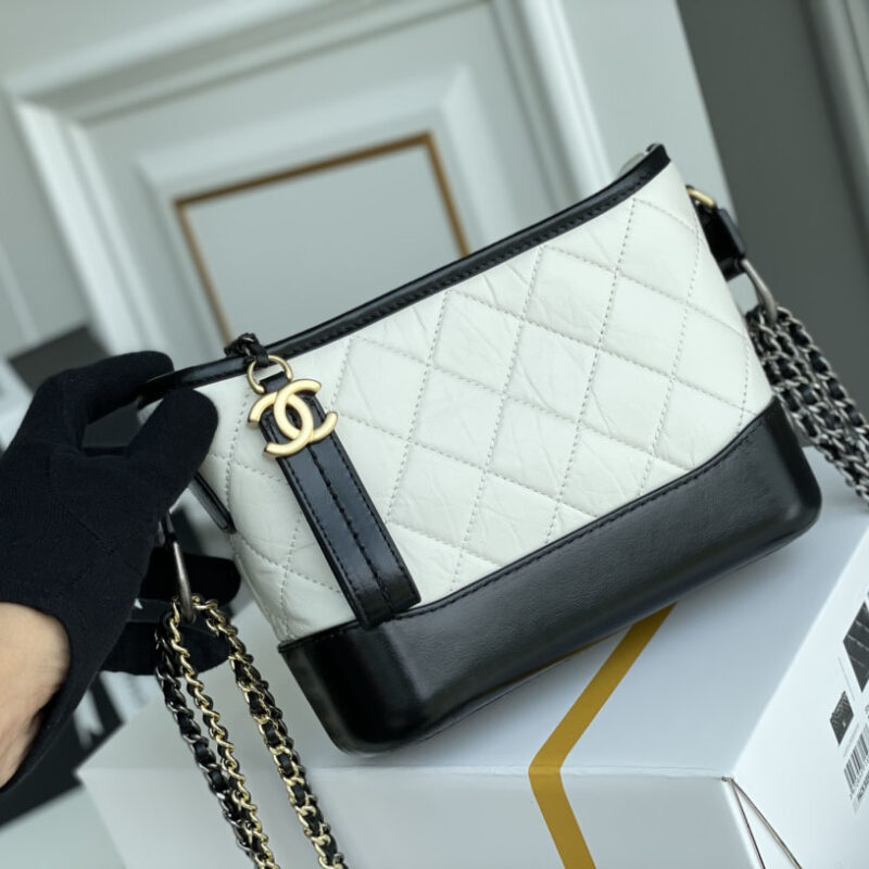 CHANEL BAG BLACK WITH WHITE QUILTED CALFSKIN LEATHER SHOULDER BAGS CROSSBODY BAGS - Image 3