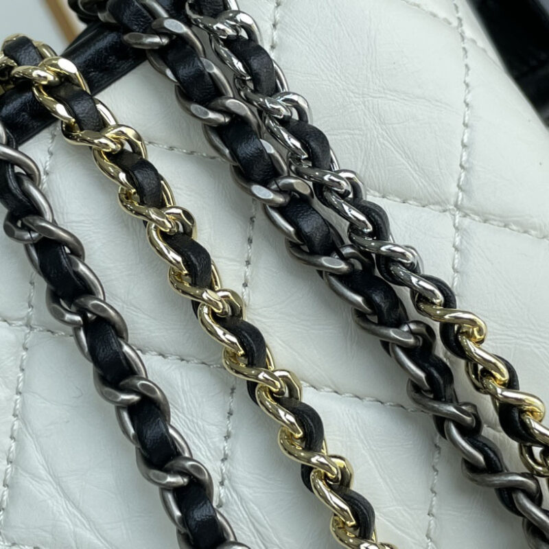 CHANEL BAG BLACK WITH WHITE QUILTED CALFSKIN LEATHER SHOULDER BAGS CROSSBODY BAGS - Image 7