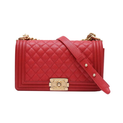 CHANEL LLEBOY RED QUILTED CAVIAR LEATHER SHOULDER BAGS CROSSBODY BAGS