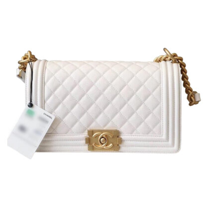 CHANEL LLEBOY WHITE QUILTED CAVIAR LEATHER SHOULDER BAGS CROSSBODY BAGS