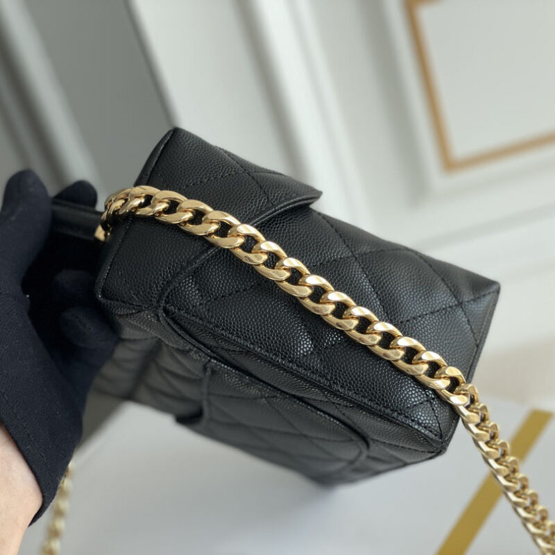 CHANEL BOX BAG SMALL BALL PRINT COWHIDE BLACK GOLD BUTTON CROSSBODY BAG HANDBAG - Image 5