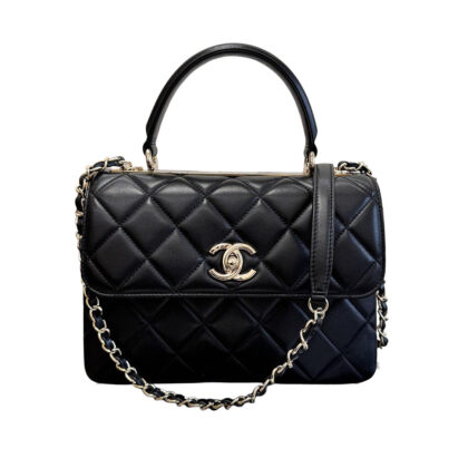 CHANEL SHEEPSKIN BLACK GOLD BUTTON HANDBAG CROSSBODY BAG