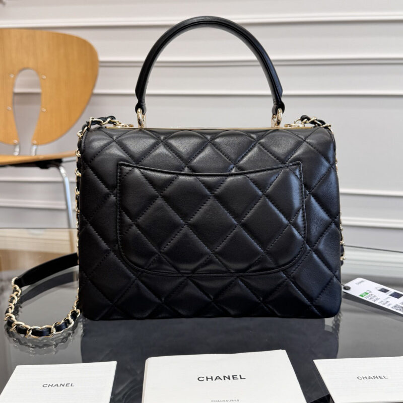 CHANEL SHEEPSKIN BLACK GOLD BUTTON HANDBAG CROSSBODY BAG - Image 3