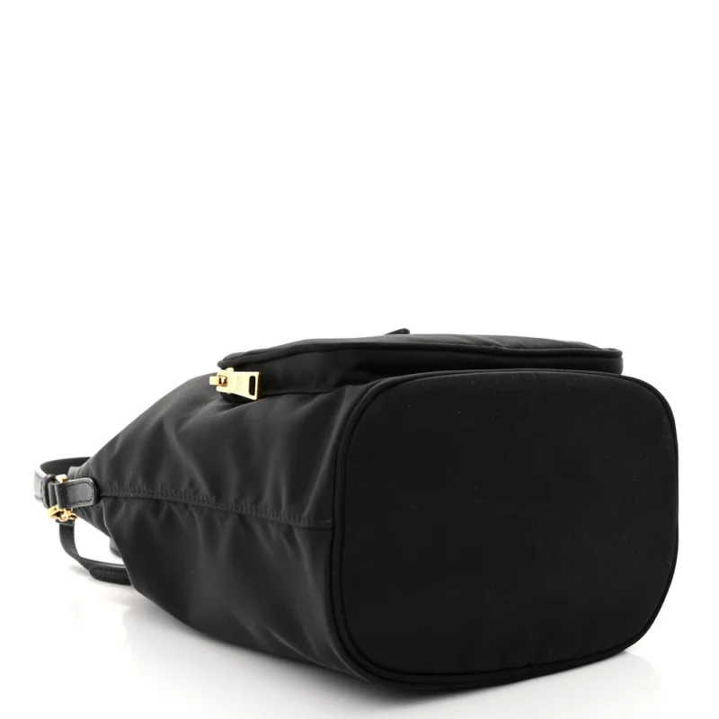 PRADA MINI BUCKET CROSSBODY BAG BLACK SAFFIANO LEATHER & TESSUTO NYLON BRASS HARDWARE - Image 6
