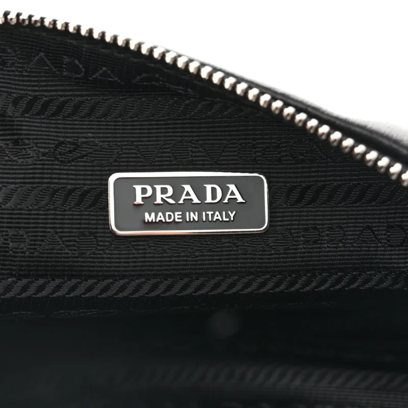 PRADA MEDIUM TRIANGLE SHOULDER BAG BLACK CALFSKIN LEATHER SILVER HARDWARE - Image 2