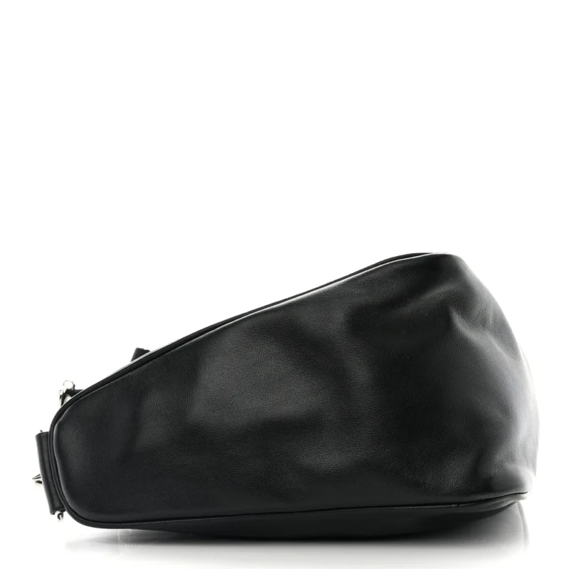 PRADA MEDIUM TRIANGLE SHOULDER BAG BLACK CALFSKIN LEATHER SILVER HARDWARE - Image 6