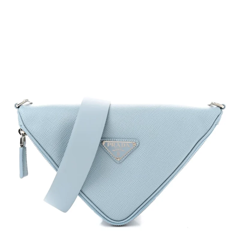 PRADA MEDIUM TRIANGLE SHOULDER BELT BAG ASTRALE SAFFIANO LEATHER SILVER HARDWARE