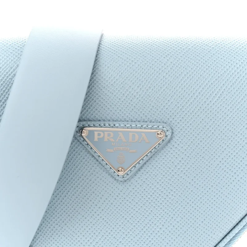 PRADA MEDIUM TRIANGLE SHOULDER BELT BAG ASTRALE SAFFIANO LEATHER SILVER HARDWARE - Image 8