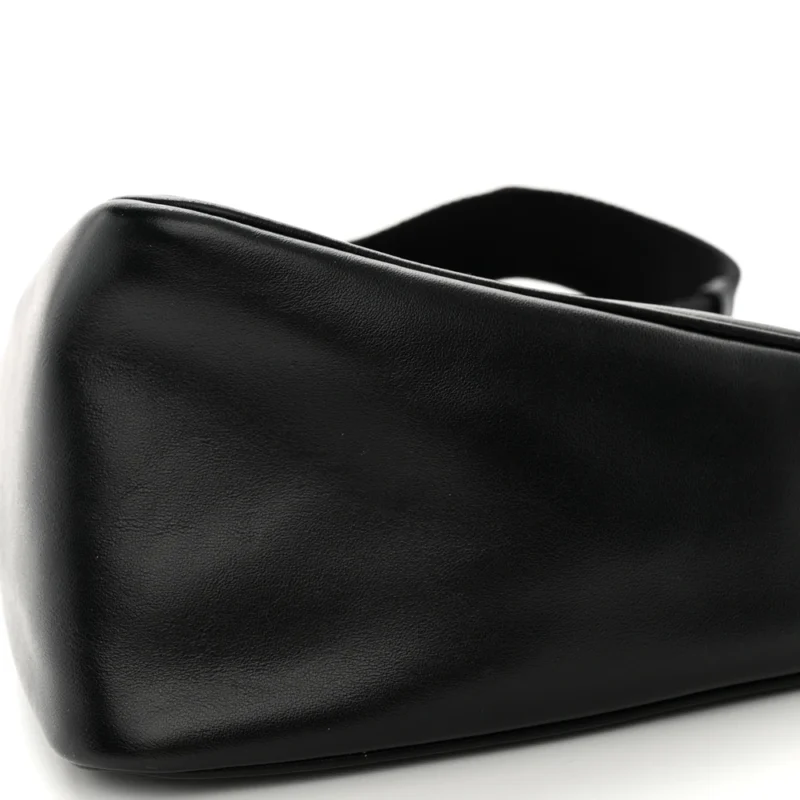 PRADA MEDIUM TRIANGLE SHOULDER BAG BLACK GRACE LUX LEATHER SILVER HARDWARE - Image 5