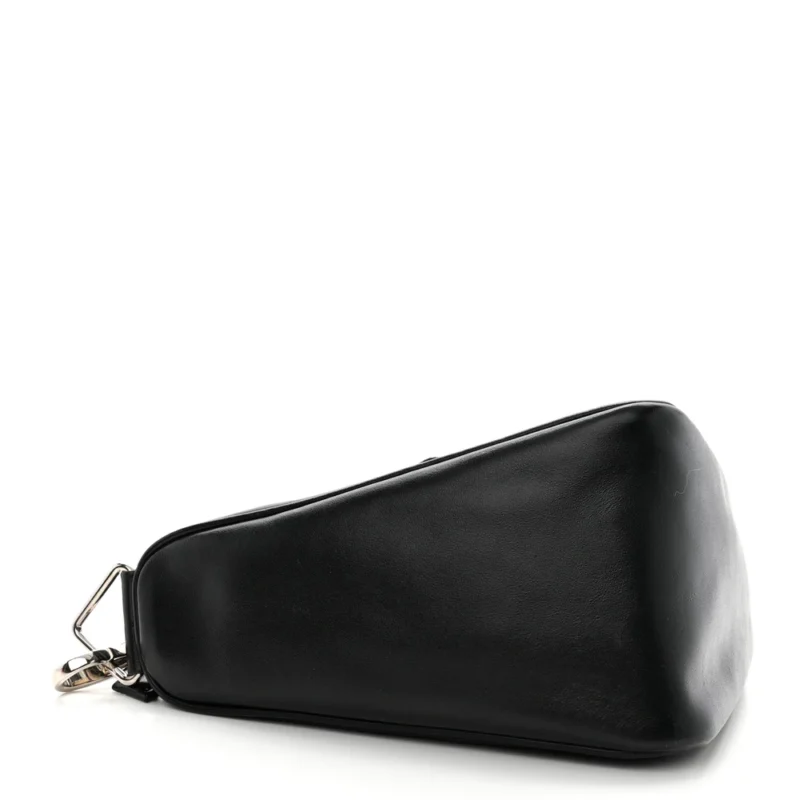 PRADA MEDIUM TRIANGLE SHOULDER BAG BLACK GRACE LUX LEATHER SILVER HARDWARE - Image 6
