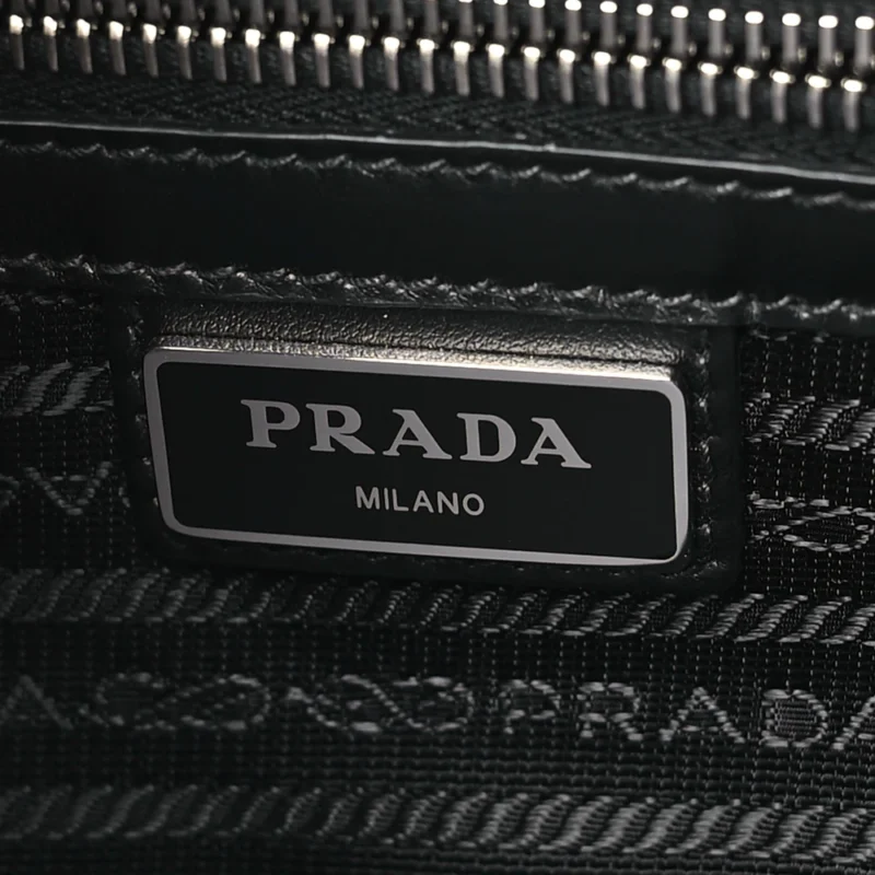 PRADA MEDIUM TRAVEL BRIQUE CROSSBODY BAG BLACK SAFFIANO LEATHER SILVER HARDWARE - Image 2