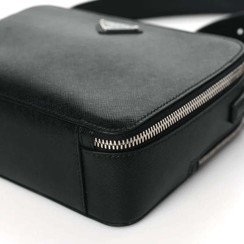 PRADA MEDIUM TRAVEL BRIQUE CROSSBODY BAG BLACK SAFFIANO LEATHER SILVER HARDWARE - Image 5