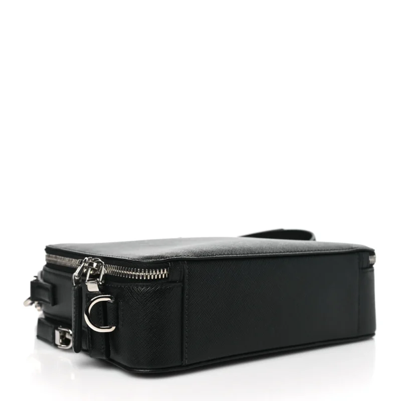 PRADA MEDIUM TRAVEL BRIQUE CROSSBODY BAG BLACK SAFFIANO LEATHER SILVER HARDWARE - Image 6