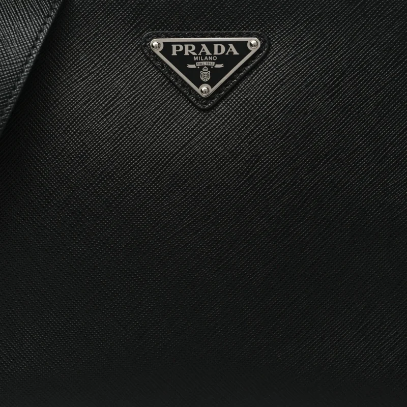 PRADA MEDIUM TRAVEL BRIQUE CROSSBODY BAG BLACK SAFFIANO LEATHER SILVER HARDWARE - Image 8