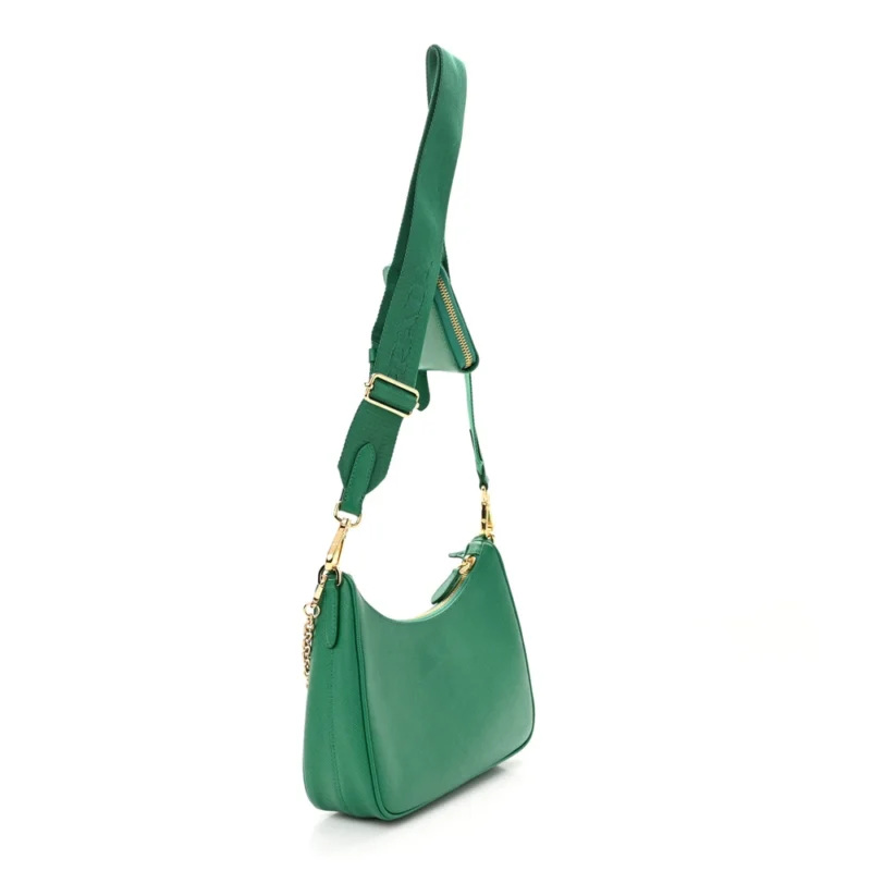 PRADA MEDIUM RE-EDITION 2005 SHOULDER BAG MINT SAFFIANO LUX LEATHER GOLD HARDWARE - Image 3