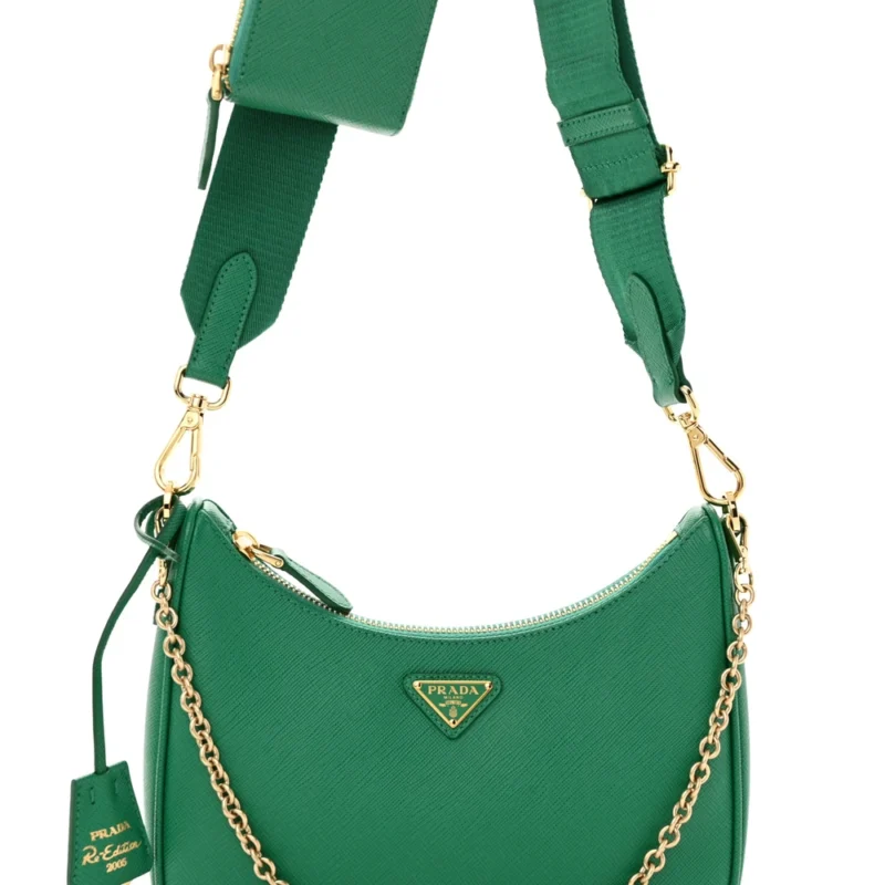 PRADA MEDIUM RE-EDITION 2005 SHOULDER BAG MINT SAFFIANO LUX LEATHER GOLD HARDWARE - Image 8