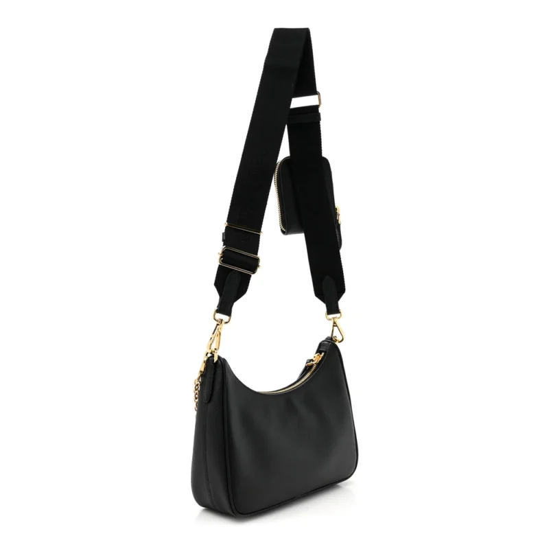 PRADA MEDIUM RE-EDITION 2005 SHOULDER BAG BLACK SAFFIANO LUX LEATHER SILVER HARDWARE - Image 3