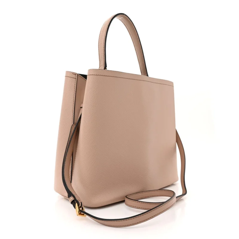PRADA MEDIUM PANIER BUCKET BAG CIPRIA/BLACK SAFFIANO CUIR LEATHER - Image 3