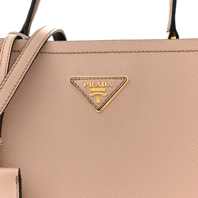 PRADA MEDIUM PANIER BUCKET BAG CIPRIA/BLACK SAFFIANO CUIR LEATHER - Image 8