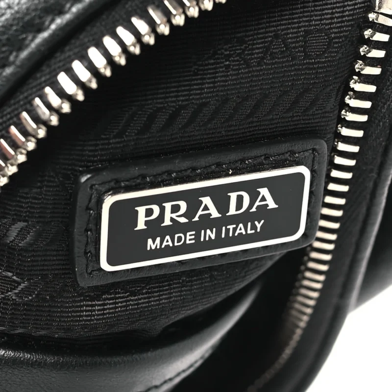 PRADA MEDIUM LOGO EMBOSSED CROSS SLING BACKPACK BLACK VITELLO DAINO LEATHER SILVER HARDWARE - Image 2
