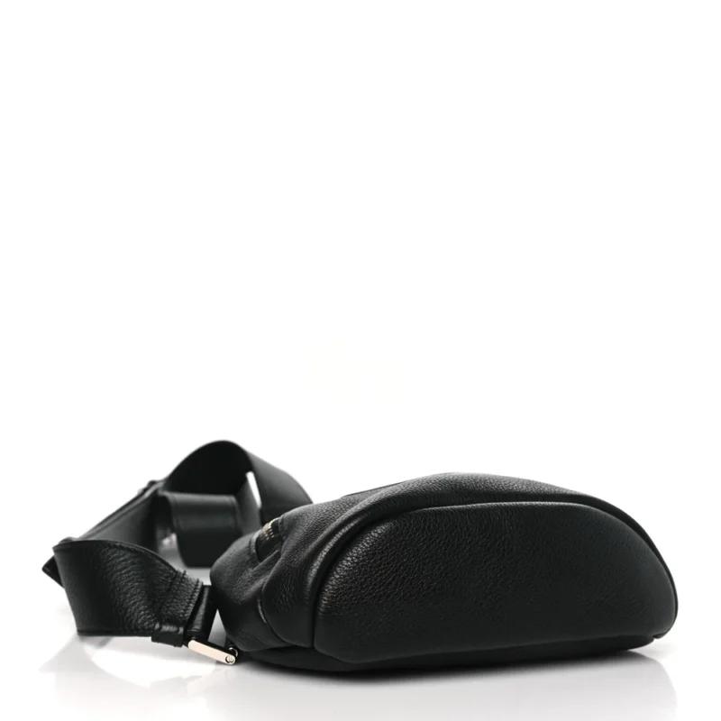 PRADA MEDIUM LOGO EMBOSSED CROSS SLING BACKPACK BLACK VITELLO DAINO LEATHER SILVER HARDWARE - Image 6