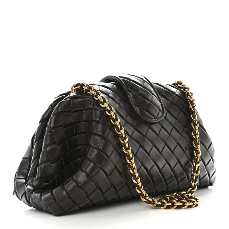 BOTTEGA VENETA MEDIUM TEEN INTRECCIATO THE LAUREN 1980 CLUTCH WITH CHAIN FONDANT NAPPA LEATHER GOLD HARDWARE - Image 3