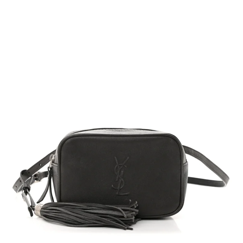 SAINT LAURENT SMALL LOU BELT BAG ASPHALT MONOGRAM LAMBSKIN LEATHER