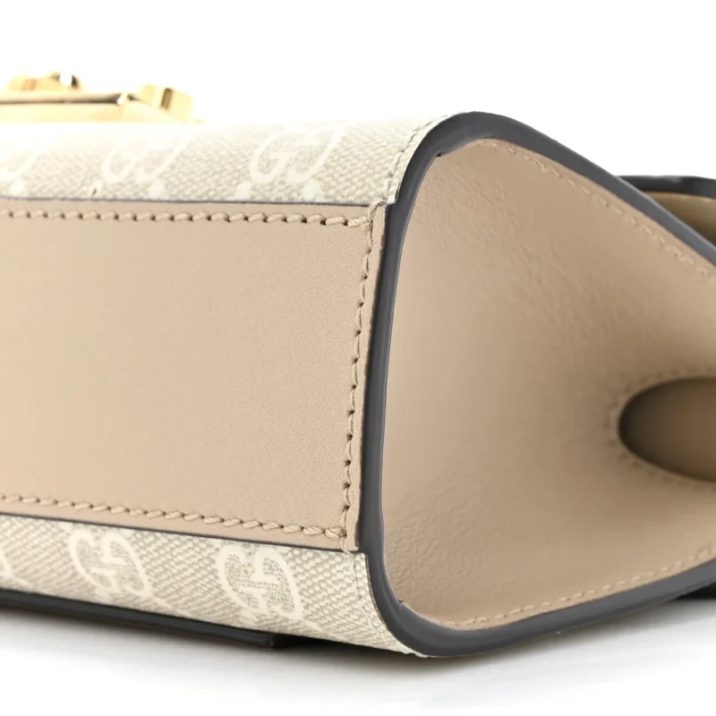 GUCCI SMALL PADLOCK CHAIN SHOULDER BAG BEIGE / MYSTIC WHITE / OATMEAL GG SUPREME MONOGRAM CANVAS & TEXTURED DOLLAR CALFSKIN LEATHER GOLD HARDWARE - Image 5