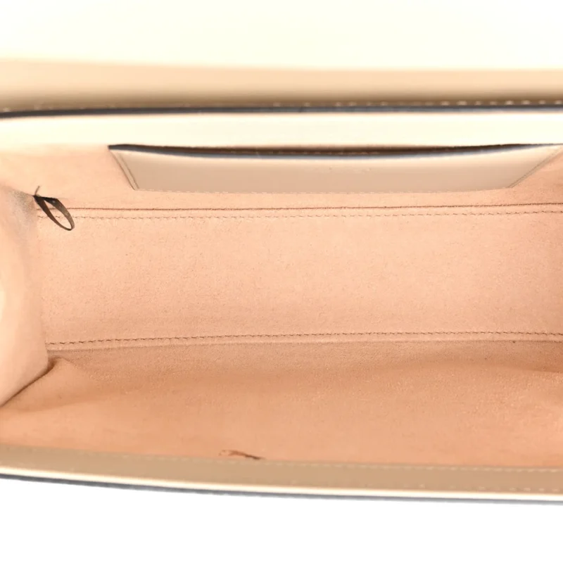 GUCCI SMALL PADLOCK CHAIN SHOULDER BAG BEIGE / MYSTIC WHITE / OATMEAL GG SUPREME MONOGRAM CANVAS & TEXTURED DOLLAR CALFSKIN LEATHER GOLD HARDWARE - Image 7