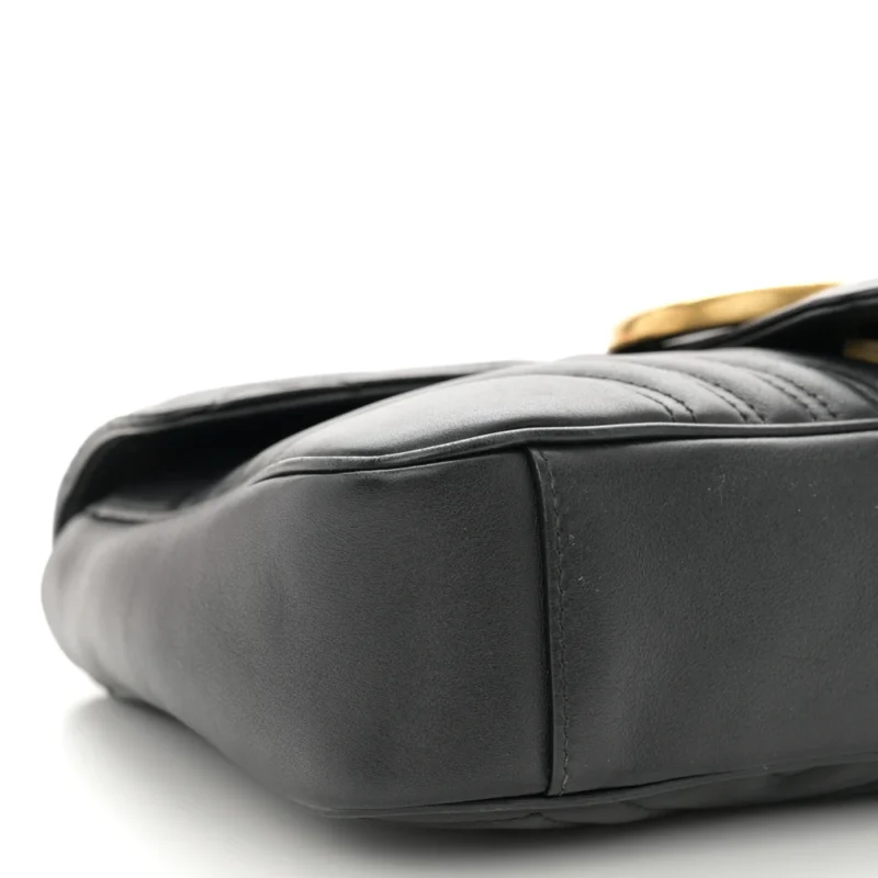 GUCCI MEDIUM GG MARMONT SHOULDER BAG BLACK CALFSKIN MATELASS?? LEATHER ANTIQUE GOLD HARDWARE - Image 4