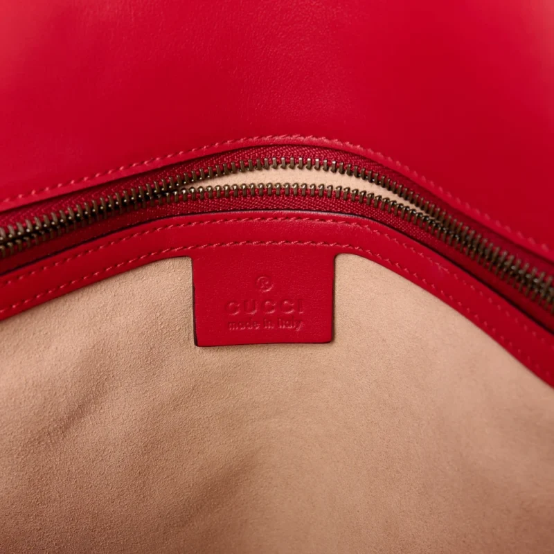 GUCCI LARGE GG MARMONT SHOULDER BAG HIBISCUS RED CALFSKIN MATELASS?? LEATHER AGED GOLD HARDWARE - Image 2