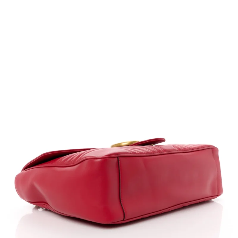 GUCCI LARGE GG MARMONT SHOULDER BAG HIBISCUS RED CALFSKIN MATELASS?? LEATHER AGED GOLD HARDWARE - Image 6