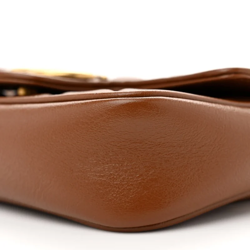 GUCCI DIAGONAL SUPER MINI GG MARMONT SHOULDER BAG AZALEA CALFSKIN MATELASS?? LEATHER GOLD HARDWARE - Image 5