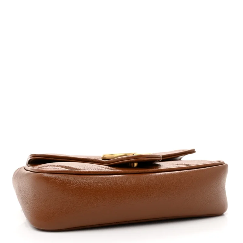 GUCCI DIAGONAL SUPER MINI GG MARMONT SHOULDER BAG AZALEA CALFSKIN MATELASS?? LEATHER GOLD HARDWARE - Image 6