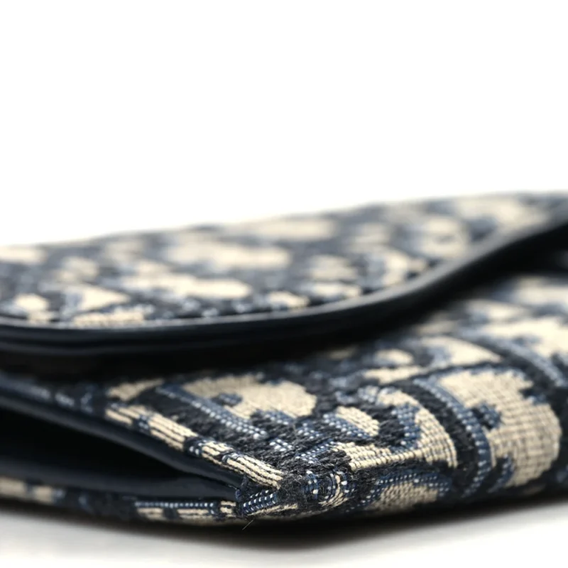 DIOR SMALL SADDLE LONG WALLET WITH CHAIN BLUE OBLIQUE CANVAS BRASS HARDWARE - Image 4