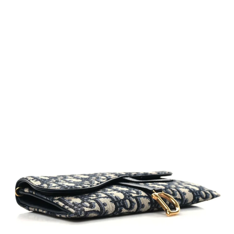 DIOR SMALL SADDLE LONG WALLET WITH CHAIN BLUE OBLIQUE CANVAS BRASS HARDWARE - Image 6