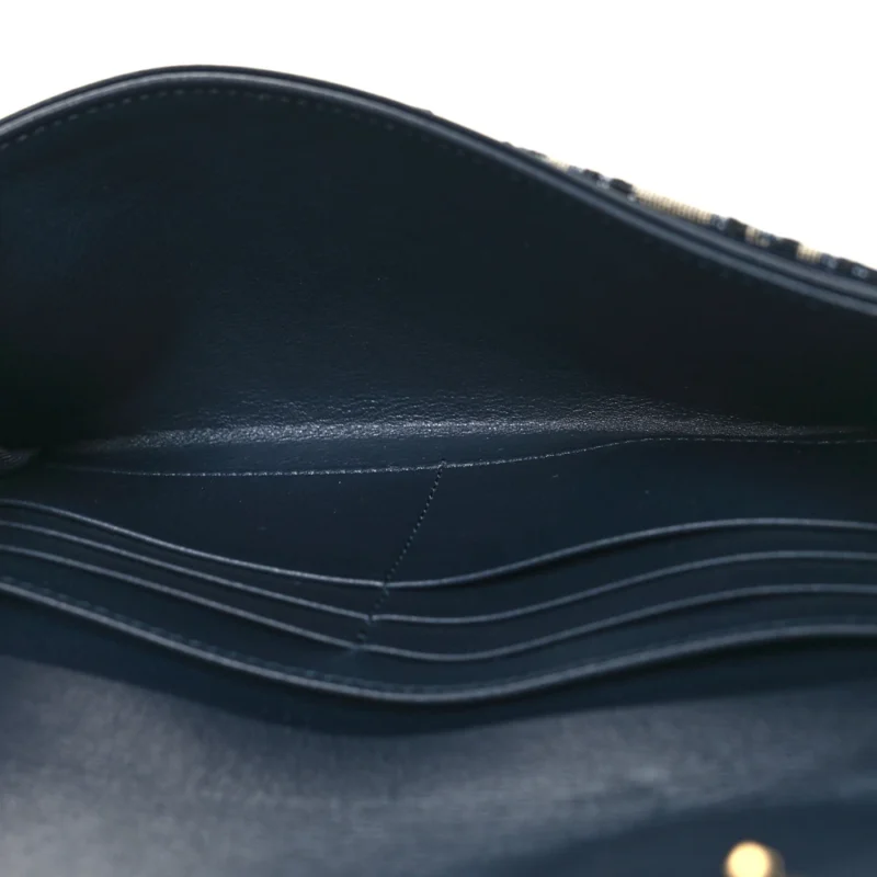 DIOR SMALL SADDLE LONG WALLET WITH CHAIN BLUE OBLIQUE CANVAS BRASS HARDWARE - Image 8