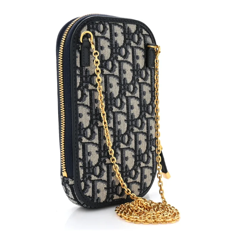 DIOR SMALL MONTAIGNE 30 PHONE HOLDER WITH CHAIN BLUE OBLIQUE CANVAS - Image 3
