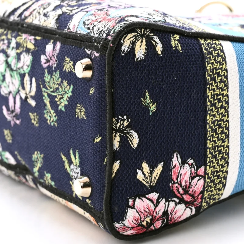 DIOR MEDIUM D-CONSTELLATION LADY D-LITE BLUE MULTICOLOR EMBROIDERED CANVAS GOLD HARDWARE $410 - Image 5