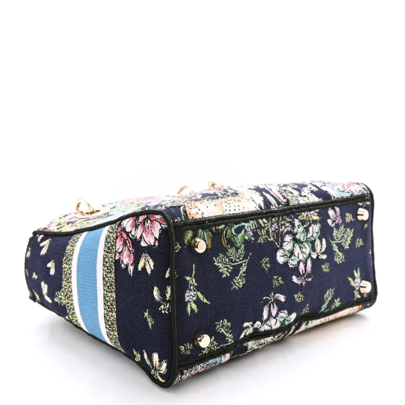 DIOR MEDIUM D-CONSTELLATION LADY D-LITE BLUE MULTICOLOR EMBROIDERED CANVAS GOLD HARDWARE $410 - Image 6